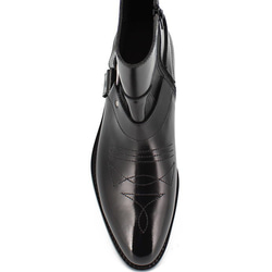 レザーブーツ サイドジップベルトデザインブーツ メンズブーツ レザーシューズ 本革ブーツ 紳士靴 ハンドメイドシューズ 4枚目の画像
