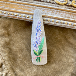 手刺繍ヘアピン ラベンダー　lavender　ぱっちんどめ 3枚目の画像