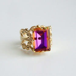 神秘色B★水晶玻璃古董戒指 | 萬聖節紫色哥德幻想 第2張的照片