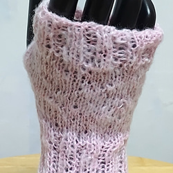 ハンドメイド　手編み　アームウｫーマ　ピンク　フリーサイズ　指なし手袋 4枚目の画像