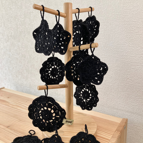 レース編みガーランド☆*:.モノトーン/日常・イベント／オーナメント