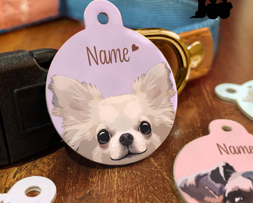 チワワ ロングコート 毛色6色 】パステル色 名入り 迷子札 ドッグタグ