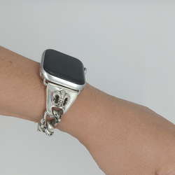 アップルウォッチバンド　ベルト　Apple Watch　シルバー925　金属　手作り　百合　紋章 1枚目の画像