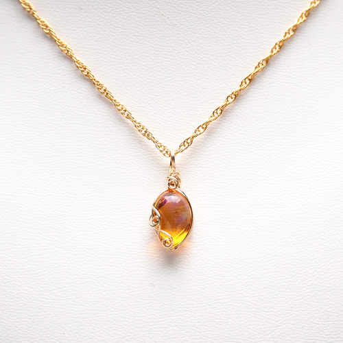 ファイアオパール / 14kgf ワイヤーラップ ネックレス ペンダント