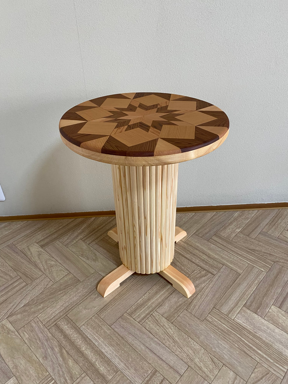 サイドテーブル（寄木装飾）【受注販売】 3枚目の画像