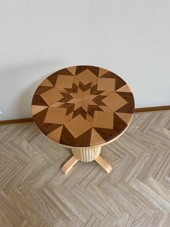 サイドテーブル（寄木装飾）【受注販売】 5枚目の画像