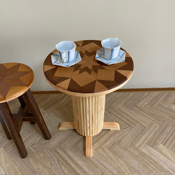 サイドテーブル（寄木装飾）【受注販売】 1枚目の画像
