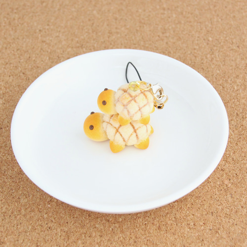 プレーンカメロンパンの親子ストラップ 携帯ストラップ かめろん屋