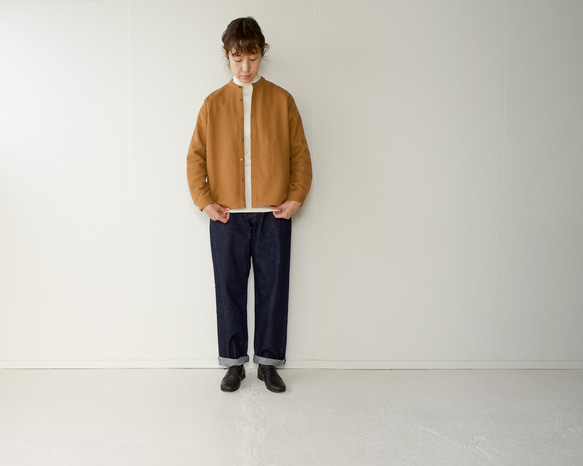 woo lcotton/raglan open shirt/sudan brown 3枚目の画像