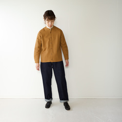 woo lcotton/raglan open shirt/sudan brown 2枚目の画像