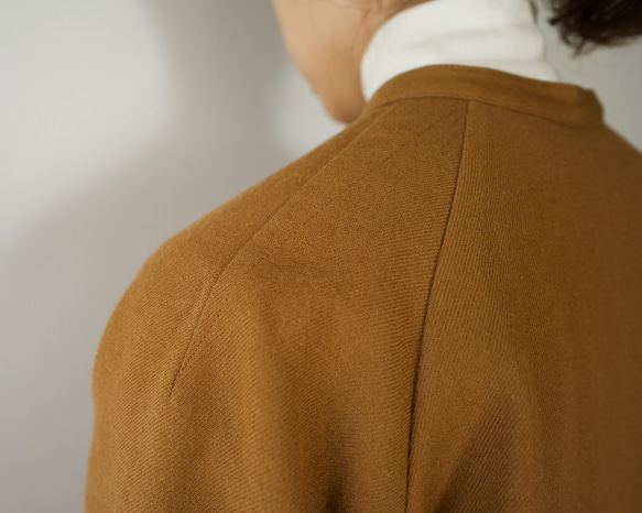 woo lcotton/raglan open shirt/sudan brown 9枚目の画像