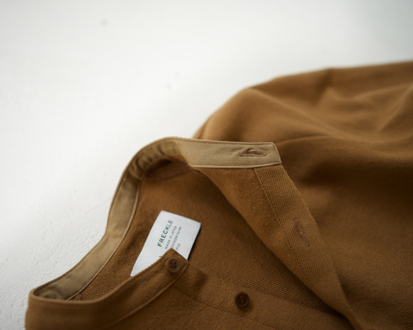 woo lcotton/raglan open shirt/sudan brown 15枚目の画像