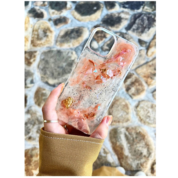 【紅水晶】iPhoneケース　スマホケース　クリアケース　ニュアンス　水彩 3枚目の画像
