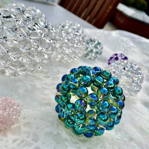 神聖幾何学フラーレン グリーンアクアオーラ 10mm玉 立体・オブジェ