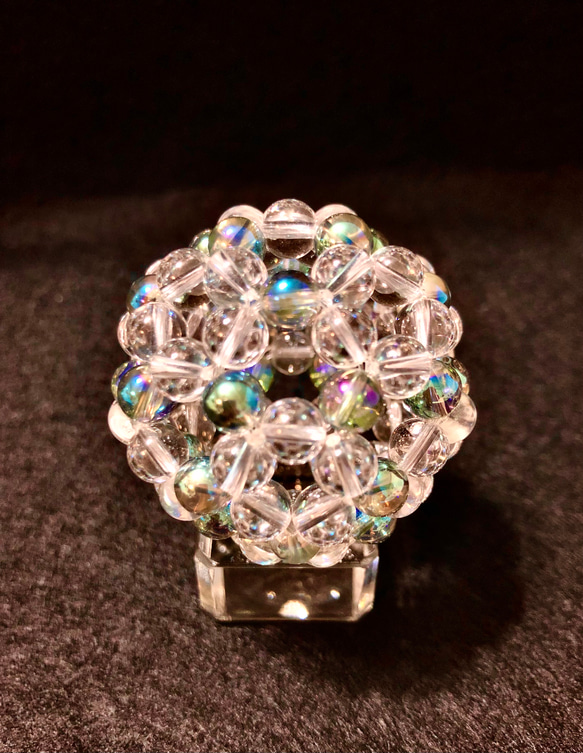 神聖幾何学フラーレン　5A水晶6mm×グリーンアクアオーラ6mm 3枚目の画像