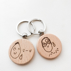 敬老の日のプレゼントに お子様の似顔絵 ウッドキーホルダー