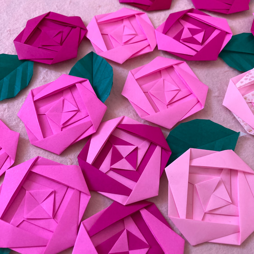 折り紙バラ＊ピンク15輪 アートフラワー ケロティ(只今、発送まで10