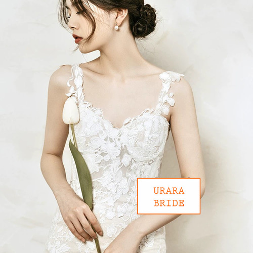 花柄刺繍 エレガント 総レース マーメイドウエディングドレス ドレス  