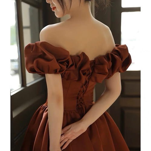 ウエディングドレス 前撮り 後撮り フリルオフショルダー ドレス  