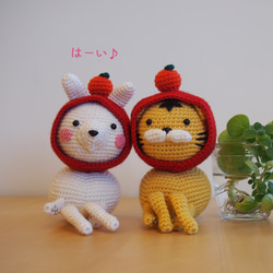 【干支のうさぎちゃん、鏡餅なのに体育座りが悩ましい】あみぐるみ インテリア雑貨 プレゼント 9枚目の画像