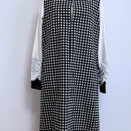 ○ジャンパースカート○ギンガムチェック黒○綿麻キャンバス○着丈