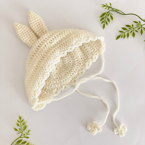 BABY♡うさみみボンネット♡ うさみみベビーボンネット☆新生児～2歳サイズ ニューボーンフォトにも