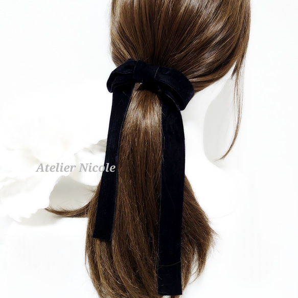 わかな✿ No.31ベロアリボンクリップ 新色追加】ベロアリボン クリップ、バレッタ 仕上げを選べます ヘア