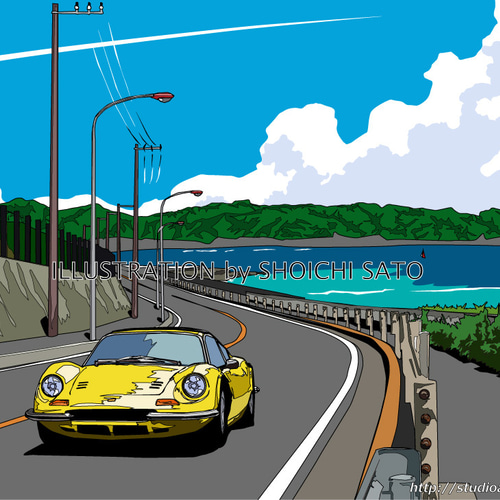 GC-1647 ディーノ246GT/512 TR限定版画サイン額装作家平右ヱ門の