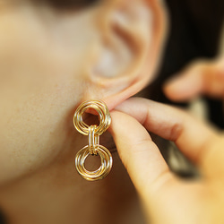 ERG-2201-G【2 pieces】多圓鏈耳環,多圓鏈耳環 第6張的照片