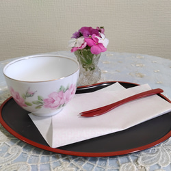 ♡薔薇の湯呑み茶碗5客(茶托トレー付き) 4枚目の画像