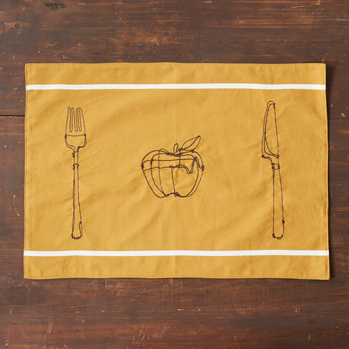 HAyU fabric -kitchen fabrics- コットンリネン刺繍ランチョン