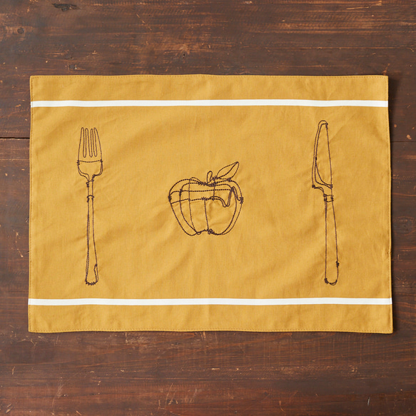 +HAyU fabric -kitchen fabrics- コットンリネン刺繍ランチョンマット 11枚目の画像