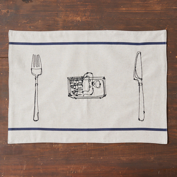 +HAyU fabric -kitchen fabrics- コットンリネン刺繍ランチョンマット 5枚目の画像