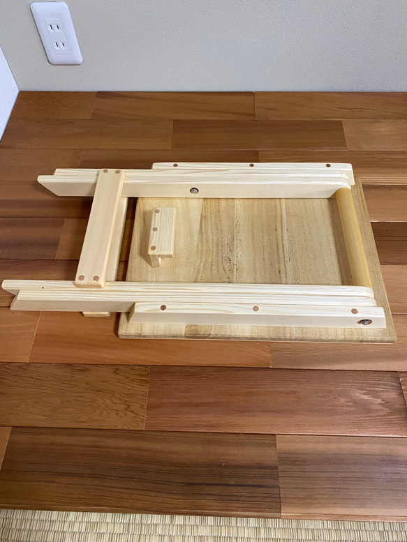 サイドテーブル・スツール【折りたたみ式】【寄木装飾:立体感模様】 7枚目の画像