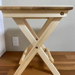 サイドテーブル・スツール【折りたたみ式】【寄木装飾:立体感模様】 4枚目の画像