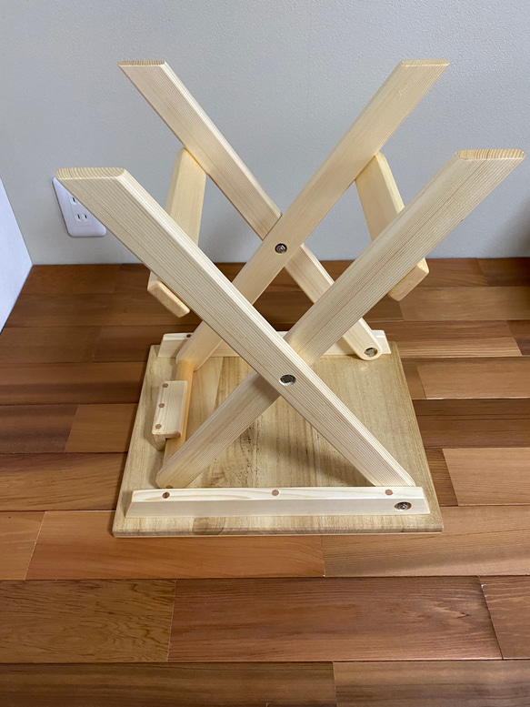 サイドテーブル・スツール【折りたたみ式】【寄木装飾:立体感模様】 6枚目の画像