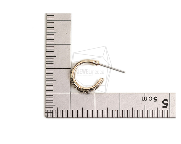 ERG-2207-G【2件】圓形耳環,圓形耳釘/12.2mm X 16.5mm 第5張的照片