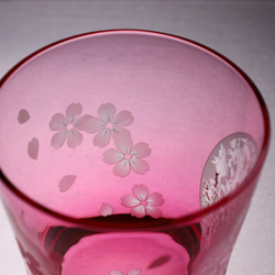 夜桜と満月のロックグラス　ピンク色の桜のグラス 8枚目の画像