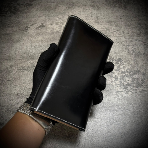 経年変化を楽しむ フラップ式 長財布 総手縫い 財布 フルレザー 大容量