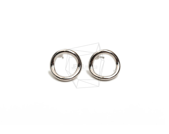 ERG-2209-R【2件】圓形耳環,圓形耳釘/14.6mm X 14.8mm 第1張的照片