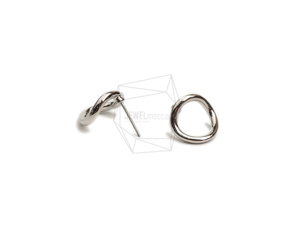 ERG-2209-R【2件】圓形耳環,圓形耳釘/14.6mm X 14.8mm 第3張的照片