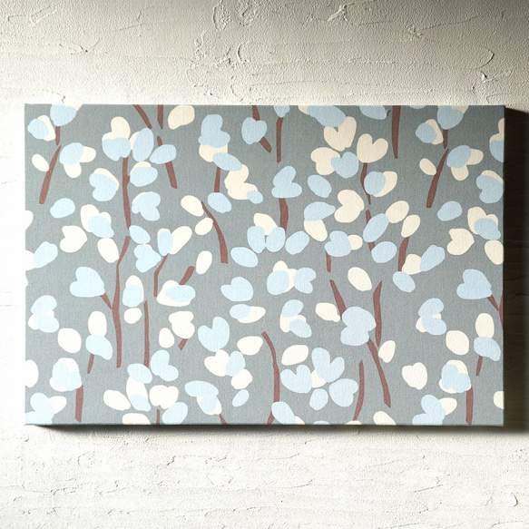 北欧風 ほっこり 木の実 grayblue ファブリックパネル 木製ファブリックボード 大きめサイズ 1枚目の画像