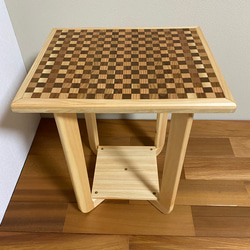 サイドテーブル寄木天板（ハンドメイド） DIY】【100均DIY】【DAISO】100均材料だけで高見えなサイド