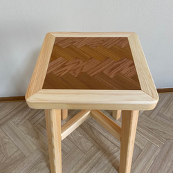 スツール・椅子　（寄木装飾/※寄木細工:ヘリンボーン柄） 4枚目の画像