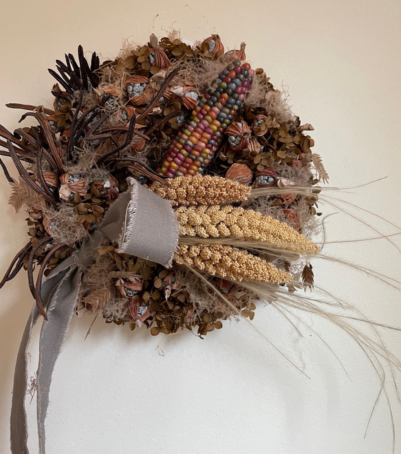 【本日！4000yen】Dried Gettou Wreath (月桃リース) withレインボートウモロコシ 8枚目の画像