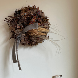 【本日！4000yen】Dried Gettou Wreath (月桃リース) withレインボートウモロコシ 3枚目の画像