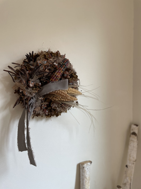 【本日！4000yen】Dried Gettou Wreath (月桃リース) withレインボートウモロコシ 5枚目の画像