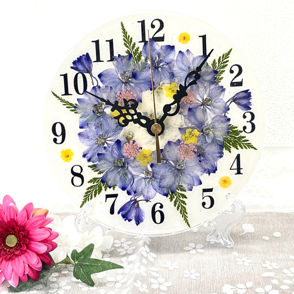 お花・.。*・.。* ◇人気のギフト 押し花 花時計 φ18cm【フラワーサークル