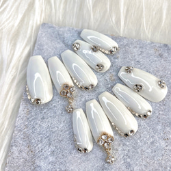 白フレンチ ネイルチップ ワンホン 量産型 地雷系 韓国 ちゅるん