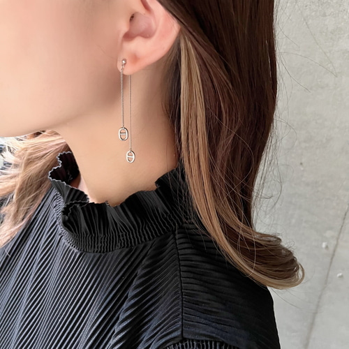 coco vanilla* シルバー チェーンピアス(イヤリング)* ピアス（フック 